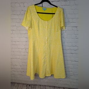 Draper James Yellow Floral Button-Front Mini Dress